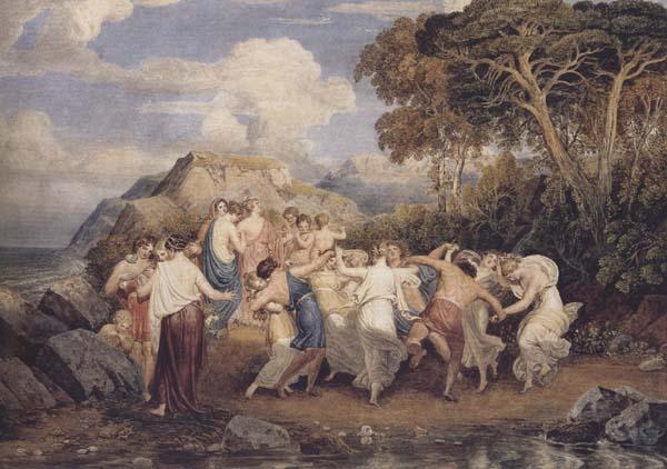 Joshua Cristall Nymphs and shepherds dancing (mk47) Sweden oil painting art
